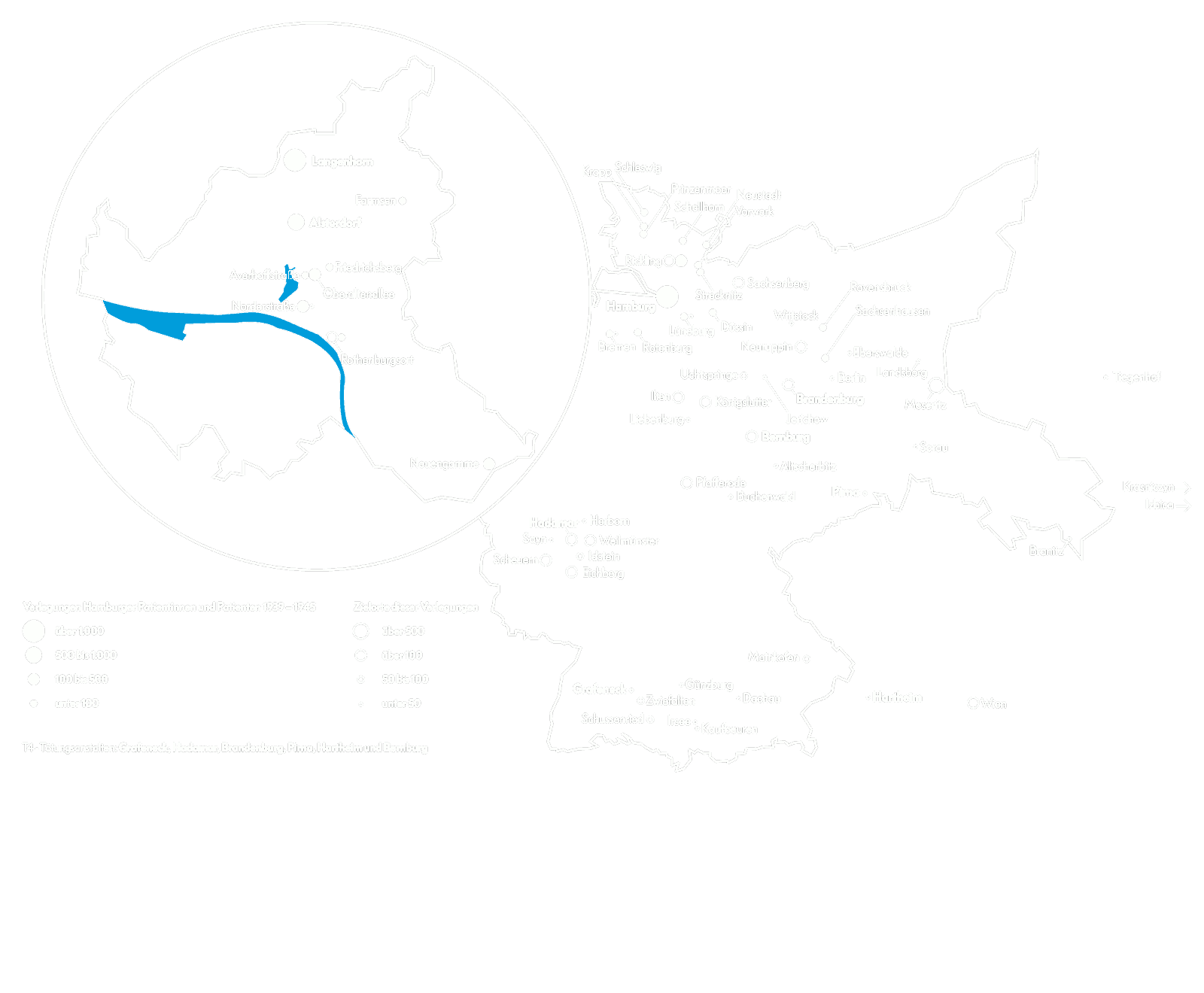 Karte mit allen Ausgangs- und Zielanstalten